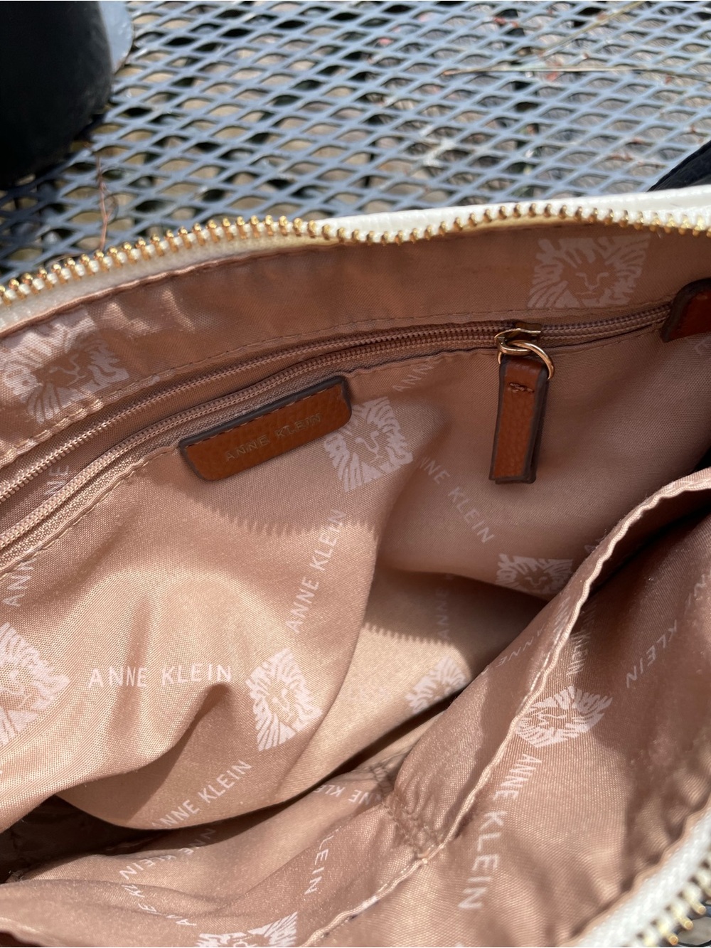 Anne Klein White and Orange Crossbody with Gold Accents - Picture 6 of 10